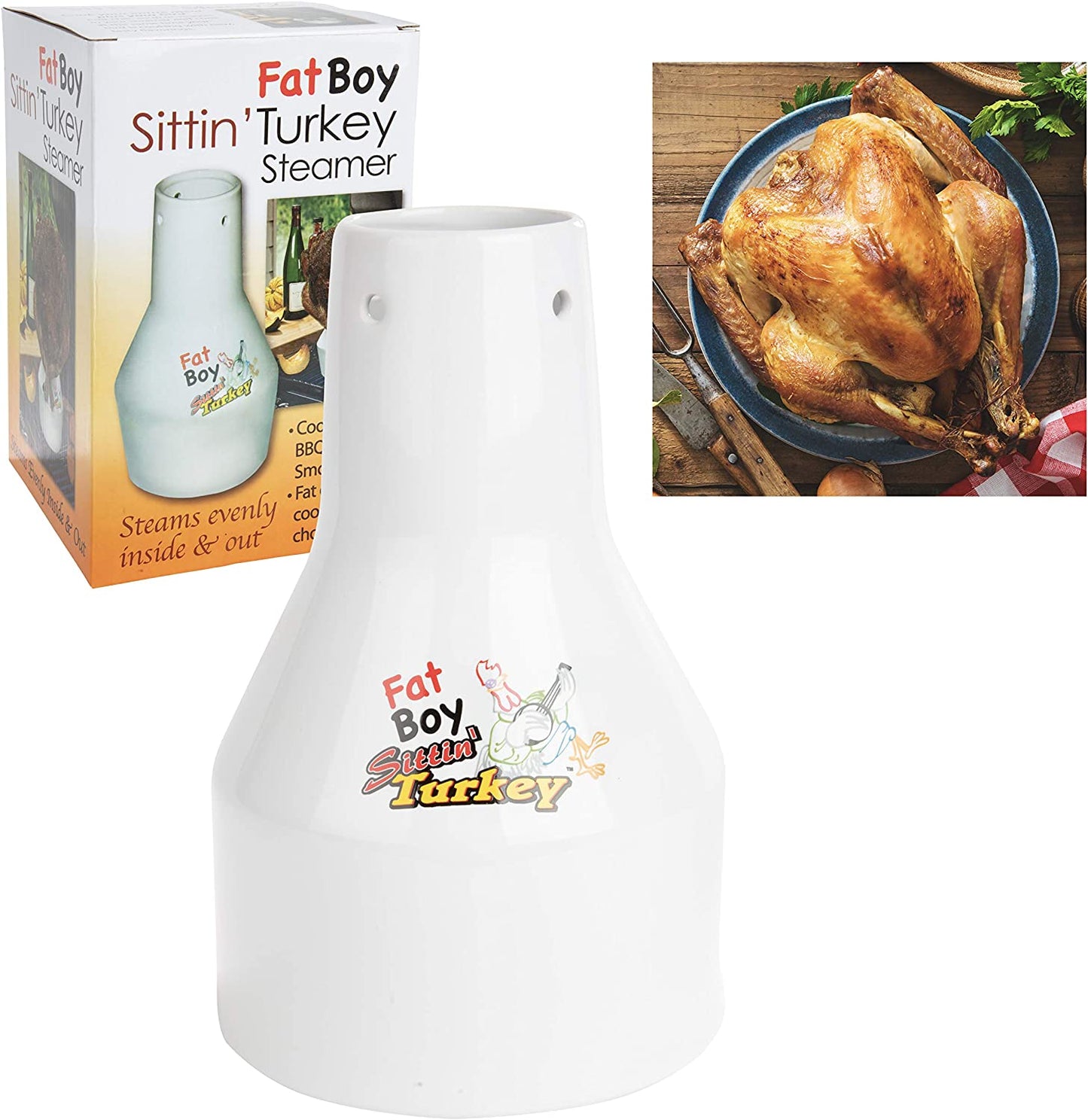 Fat Boy Sittin' Turkey Ceramic Beer Can Steamer & Roaster