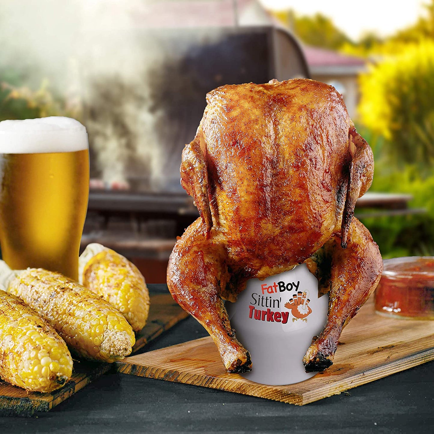 Fat Boy Sittin' Turkey Ceramic Beer Can Steamer & Roaster