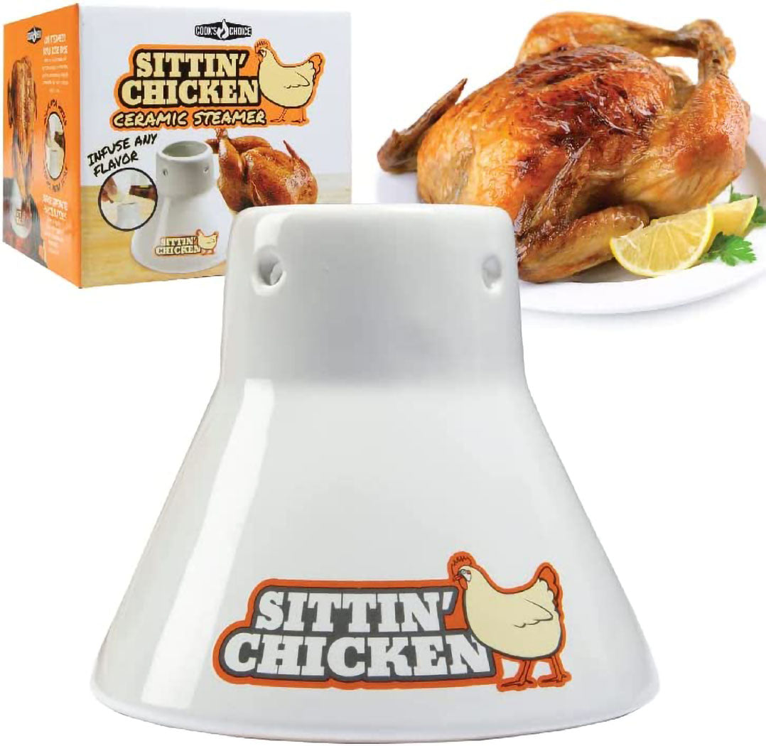 Sittin' Chicken Ceramic Beer Can Steamer & Roaster