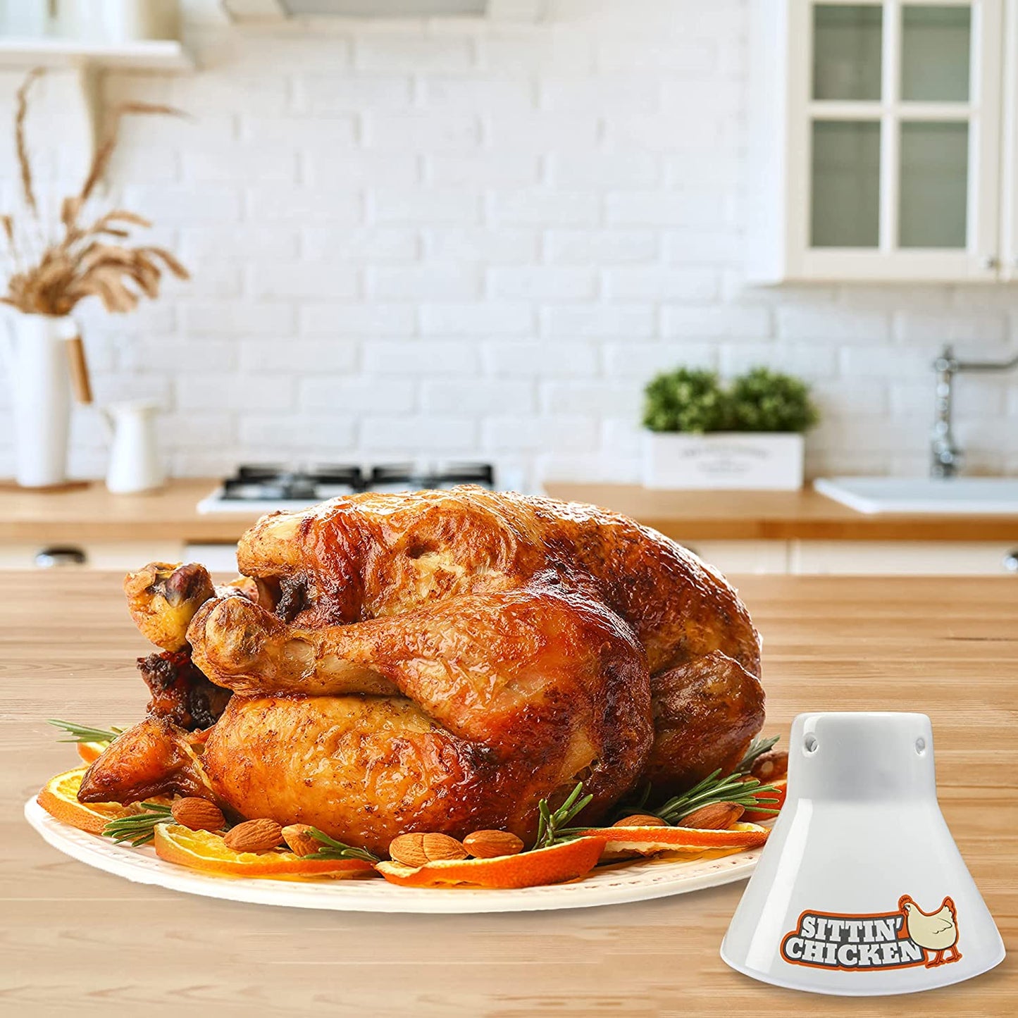 Sittin' Chicken Ceramic Beer Can Steamer & Roaster