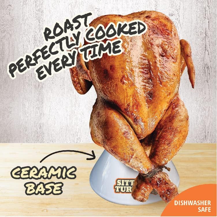 Sittin' Chicken & Sittin' Turkey Ceramic Beer Can Steamer & Roaster Combo Set