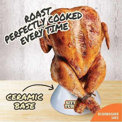 Sittin' Chicken & Sittin' Turkey Ceramic Beer Can Steamer & Roaster Combo Set